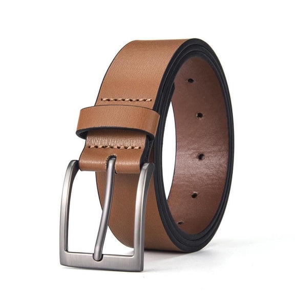HUALAIJIN Men's Classic PU Buckle Belt, Brown