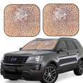 thumbnail image 2 of Uemuo Leopard Brown Printed 2 PCS Car Windshield Sun Shade, Auto Sun Heat and UV Rays Blocker, Foldable Automotive Front Window Sunshade Protector, 2 of 7