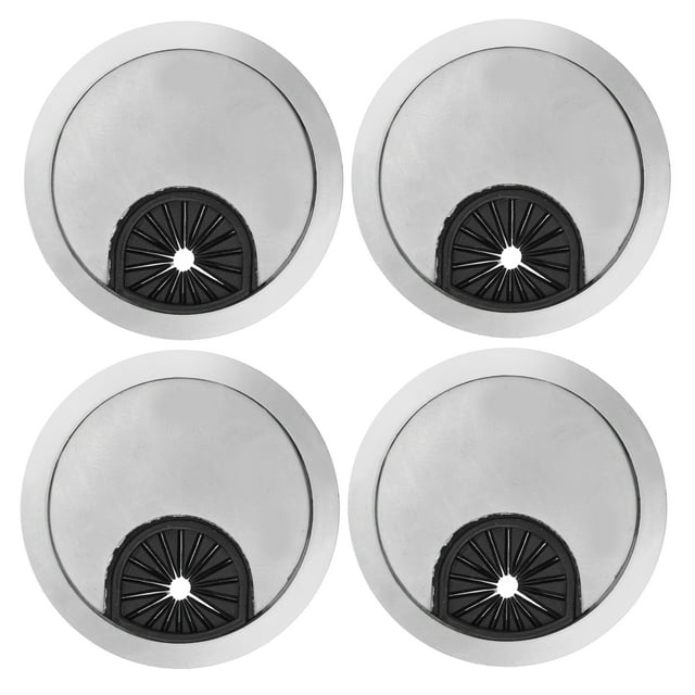 Cable Grommets, Practical Durable Zinc Alloy Desk Hole Cover, Brushed Silver Computer Desk PC Peripheral School For Office Table 50 Brushed
