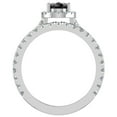 thumbnail image 3 of Pear Cut Black Diamond Halo Wedding Ring Set 14K White Gold 2.10 Carat, 3 of 5