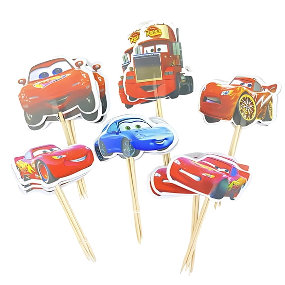 24Pcs McQueen Cupcake Toppers Decorations Party Supplies