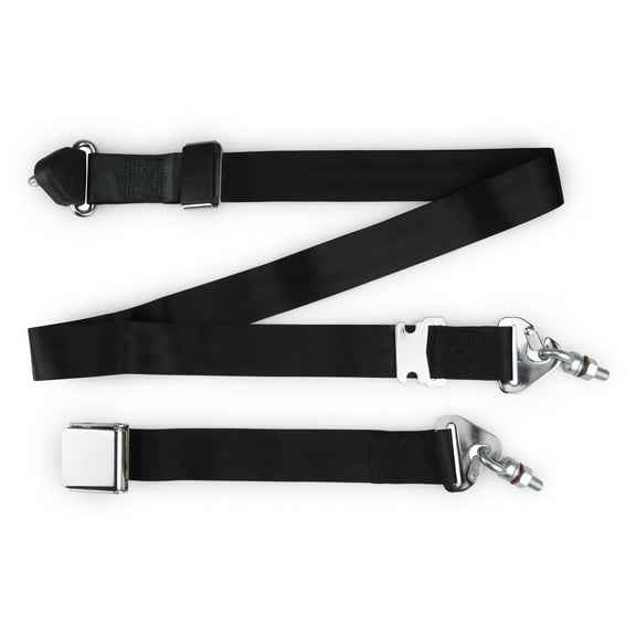 RetroBelt Black 3-Point Lap & Shoulder Seat Belt Adjustable 12" Safety Universal