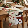 thumbnail image 3 of Christmas Dresser Scarf Farmhouse, Dining Table Decorations for Wedding/Parties, Red Snowman Xmas Tree Snowflake Winter Bird Table Runner 120 Inches Long for Kitchen Dining, 13 x 120 In, 3 of 9