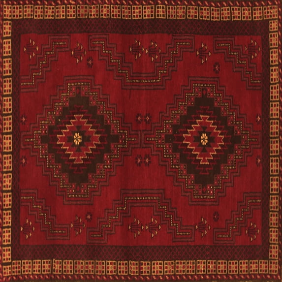 Ahgly Company Indoor Square Persian Orange Traditional Area Rugs, 6' Square