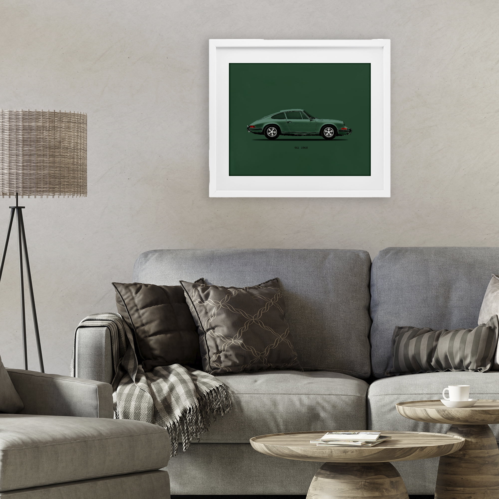 Stupell Industries Green Toned Classic Car White Framed Print Under Glass, design by Mark Rogan