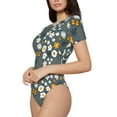 thumbnail image 2 of Balery Flowers and Bee Women's Short Sleevee Crew Neck Bodysuit Tops Short Sleeve Tops Basic-X-Large, 2 of 9