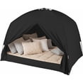thumbnail image 2 of HOTEEL Portable Bed Tent, 93% Blackout Privacy Sleep Space with 3 Doors, Breathable Toddler Play Tent for Twin Size Bed, Black, 2 of 5