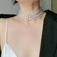 thumbnail image 4 of 1pcs elegant double pearl fringe flower diamond necklace adorn women's necklace, 4 of 5
