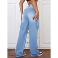 thumbnail image 2 of Pantalones vaqueros rasgados de talle alto y pierna ancha Y2K holgados for novio, pantalones versátiles de mezclilla desgastados, 2 of 6