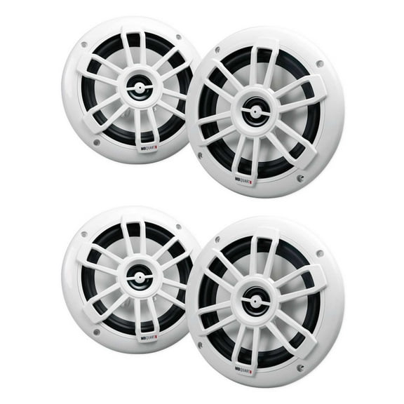 (4) MB QUART NF1-116 6.5" 80 Watt Marine 2-Way Coaxial White Speakers For Boat