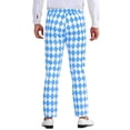 thumbnail image 3 of INSPIRE CHIC Men's Pant Diamond Plaid Pattern Regular Fit Color Block Suit Trousers 28 Light Blue, 3 of 6