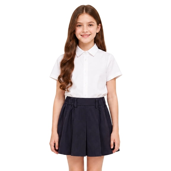 Girls Pleated Uniform Skirts with Shorts Elastic Waist Toddler Kids Cute Mini Tennis Skirt Back to School Clothes,150