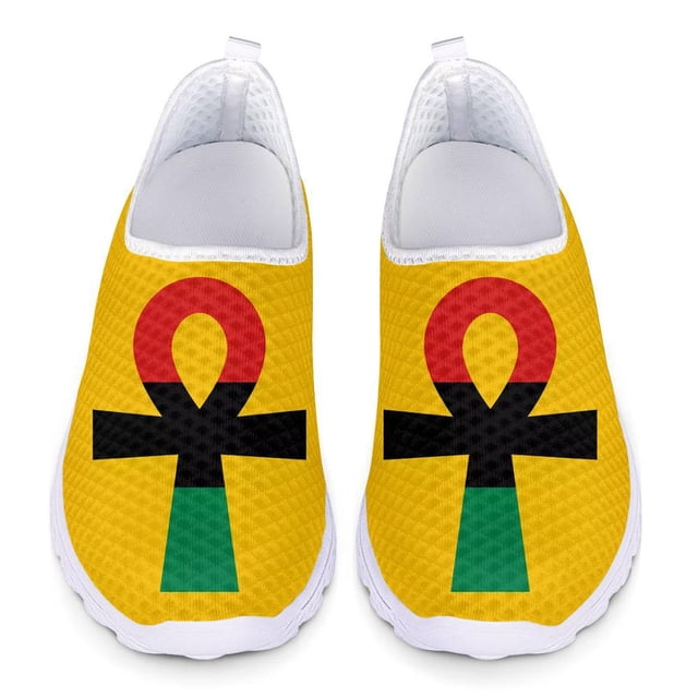 Doginthehole - Zapatos de malla con estampado divertido de la bandera del pueblo Oromo, zapatos planos para mujer, zapatillas informales sin cordones, estilo romaní, viajeros romaníes