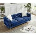 thumbnail image 2 of Gewnee Blue 3-Seater Velvet Accent Chair - Solid Eucalyptus Frame, Acrylic Crystal Legs, Removable Cushions & Pillows for Living Room/Bedroom, 2 of 12