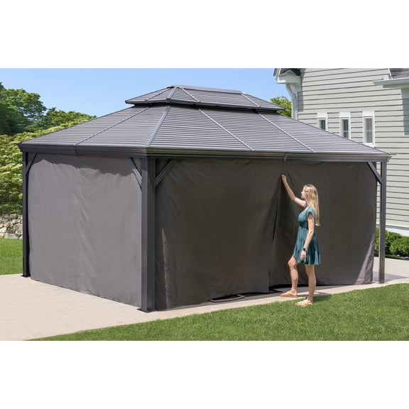 Sojag Monaco 12 x 16 x 7 ft Grey Curtains for Gazebo, Spun Polyester