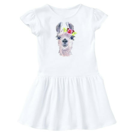 

Inktastic Cute Llama with Flower Gift Toddler Girl Dress