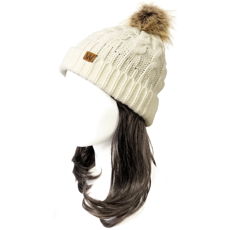Cream Cable-Knit Pom Pom Beanie Cream Cable Knit Faux Fur Pom Pom Bobble Hat | New Look main image 2
