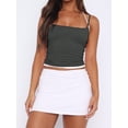 thumbnail image 3 of Women's Summer Mini Sling Vests Gray Sleeveless Hanging Neck Contrast Color Tops, 3 of 7