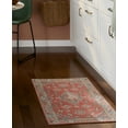 thumbnail image 3 of TOWN & COUNTRY LUXE Livie Forever Vintage Everwash® Washable Multi-Use Decorative Rug, Kitchen Rug, Low-Profile Door Mat, Bedroom Rug and Dorm Room Rug with Non-Slip Backing, Coral/Grey, 24"x40", 3 of 7