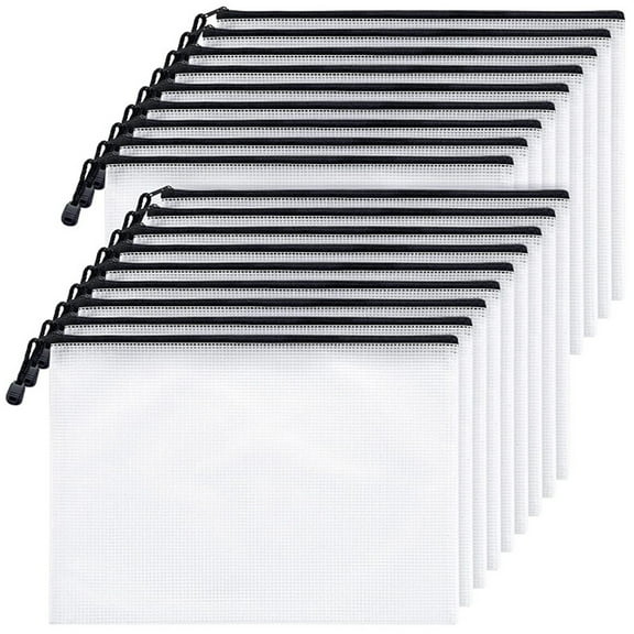 Uanit Mesh Zipper Bag Document 18Pcs Letter Size Clear Travel Pouch Bags A4 Housekeeping & Organizers Home Textile Storage