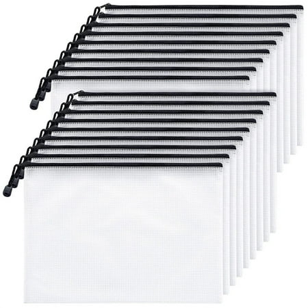 

Storage Letter Size Zipper Clear Bag Travel Pouch 18PCS Bags A4 Mesh Zipper Document Housekeeping & Organizers