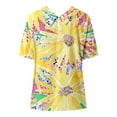 thumbnail image 5 of TSADFHJI Hauts d'Été pour Femmes Boho Mode Rétro Colorée Chemise Décontractée à Col Rabattu Manches Courtes T-Shirt TG Jaune, 5 of 5