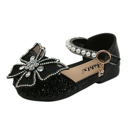 

Binmer Infant Kids Baby Girls Pearl Crystal Bling Bowknot Single Princess Shoes Sandals