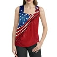 thumbnail image 3 of Women's Patriotic American Flag Tank Top Sleeveless Casual Summer Shirt for Independence Day & Everyday Wear Red XL, 3 of 4