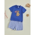 thumbnail image 5 of BemeyourBBs Baby Boys Patriotic Outfits Dog Embroidery T-Shirt and Elastic Shorts, 5 of 9