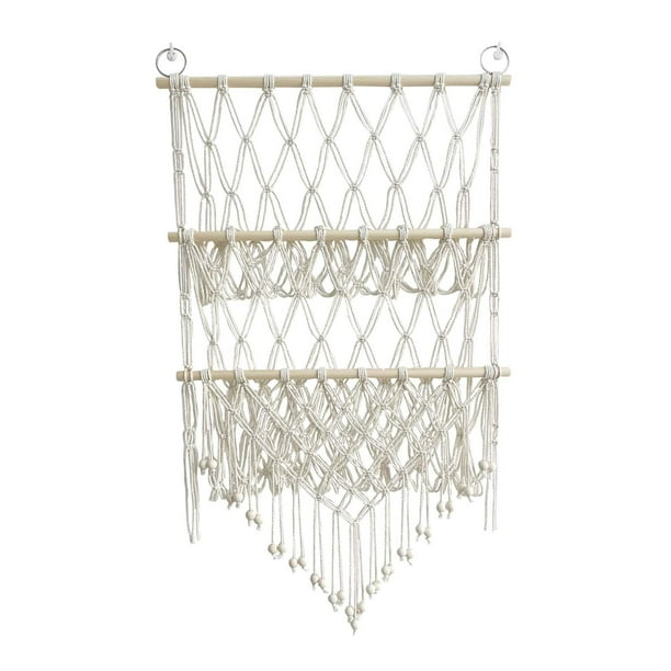 Red para peluches, organizador de hamacas, macramé bohemio para colgar en la pared, tejido a mano estilo A
