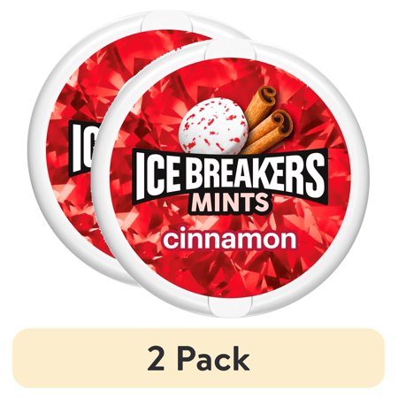 (2 pack) Ice Breakers Cinnamon Flavored Sugar Free Mints, Puck 1.5 oz