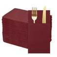 thumbnail image 1 of 100 Pcs Servilletas Desechables con Sensación de Lino y Bolsillos para Cubiertos Incorporados, Servilletas de Papel para Cuchillo y Tenedor Rojo Vino, 1 of 6