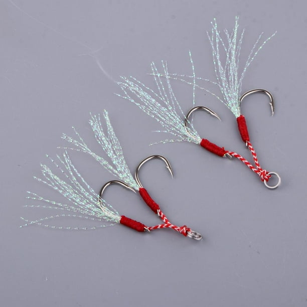 Anzuelos con Plantilla de de 2 Piezas, Anzuelos de Cebo Vivo de material acero Inoxidable con Línea Fuerte 12 DYNWAVEMX Ganchos de ayuda para la pesca