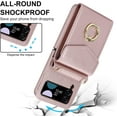 thumbnail image 5 of Phone Case for Samsung Galaxy Z Flip 3 5G 2021 Wallet Cover with RFID Blocking Ring Crossbody Wrist Strap Stand Credit Card Holder Leather Cell Accessories ZFlip3 Z3 Flip3 3Z Women Rose Gold, 5 of 6