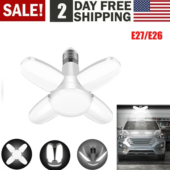 Led Garage Light Bulb 28W Super Bright Ceiling Fixture Lights Workshop Lamp E27