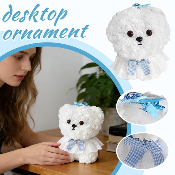 2026 New Artificial Rose Teddy Bear Ornament, Handcrafted LED Flower Doll, Perfect Gift for Women for Valentine’s Day, Birthday & Wedding