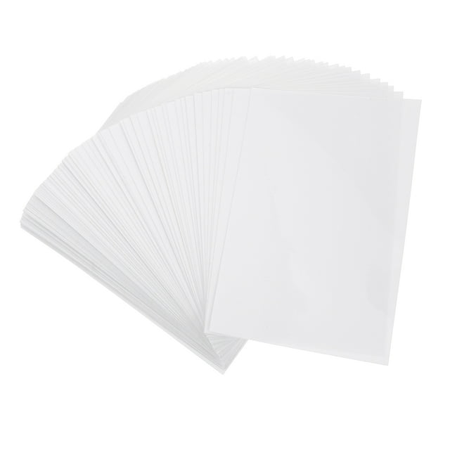 100 láminas laminadas autoadhesivas de PVC transparente para fotos, documentos, proyectos de bricolaje y suministros de oficina.
