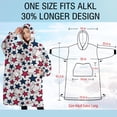 thumbnail image 4 of Oversized Wearable Blanket Hoodie,Red White Blue Baseballs and Stars Pattern Sherpa Blanket Hoodie with Super Pockets,Super Warm Fuzzy Pullover for Women & Men, 4 of 6
