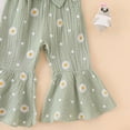 thumbnail image 5 of masbird Newborn Baby Girl Clothes 3pcs Infant Rib Frill Long Sleeve Romper Flared Pants Headband Set Fall Winter Outfits,Light Green,18-24 M, 5 of 9