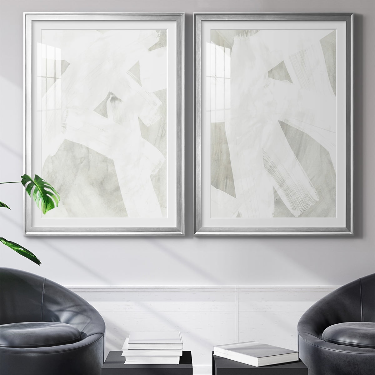 Wexford Home Stone Brush I Premium Framed Print, 22.5" x 30.5" - Ready to Hang, Silver (Set of 2)