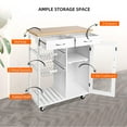 thumbnail image 4 of Kitchen Island Cart with 2 Pull Out Steel Basket and 2 Drawer, Rolling Utility Kitchen Cart with Bamboo Wood Countertop, 4 of 7