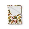 thumbnail image 2 of Food Soft Flannel Fleece Throw Blanket, Fun Fast Food Cartoon Hot Dog Hamburger Pizza Slice Ice Cream Cone Soda Cup, Cozy Plush for Indoor and Outdoor Use, 50" x 70", Multicolor, by Ambesonne, 2 of 5
