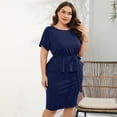 thumbnail image 2 of Yesfashion Women Plus Size Bodycon Elegant Midi Dress Peplum Business Office Sheath Cocktail Dress With Belt, 2 of 5
