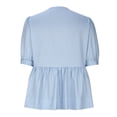 thumbnail image 5 of Women Y2K Puff Short Sleeve Peplum Shirts Tie Front Ruffle Hem Babydoll Blouse Tops Teen Girls Lace up Cute Summer Tops, Limited Time Offer, Under 10 Dollars, 5 of 6
