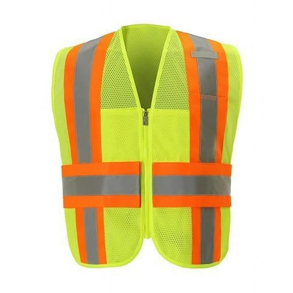 2W International DS525C-2 2XL-3XL Class 2 Contrast DOT Style Vest, Lime - 2XL & 3XL