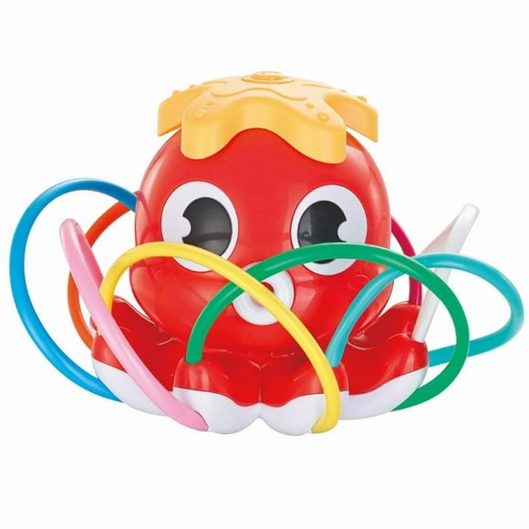 Baby bath water toy -Water Spray Sprinkler for Kids-Cute Sprinkler with 8 Wiggle Tubes Outdoor Sprinklers Summer Octopuses Toys for Garden Backyard Lawn Splashing Fun Toys for Boys Girls,red