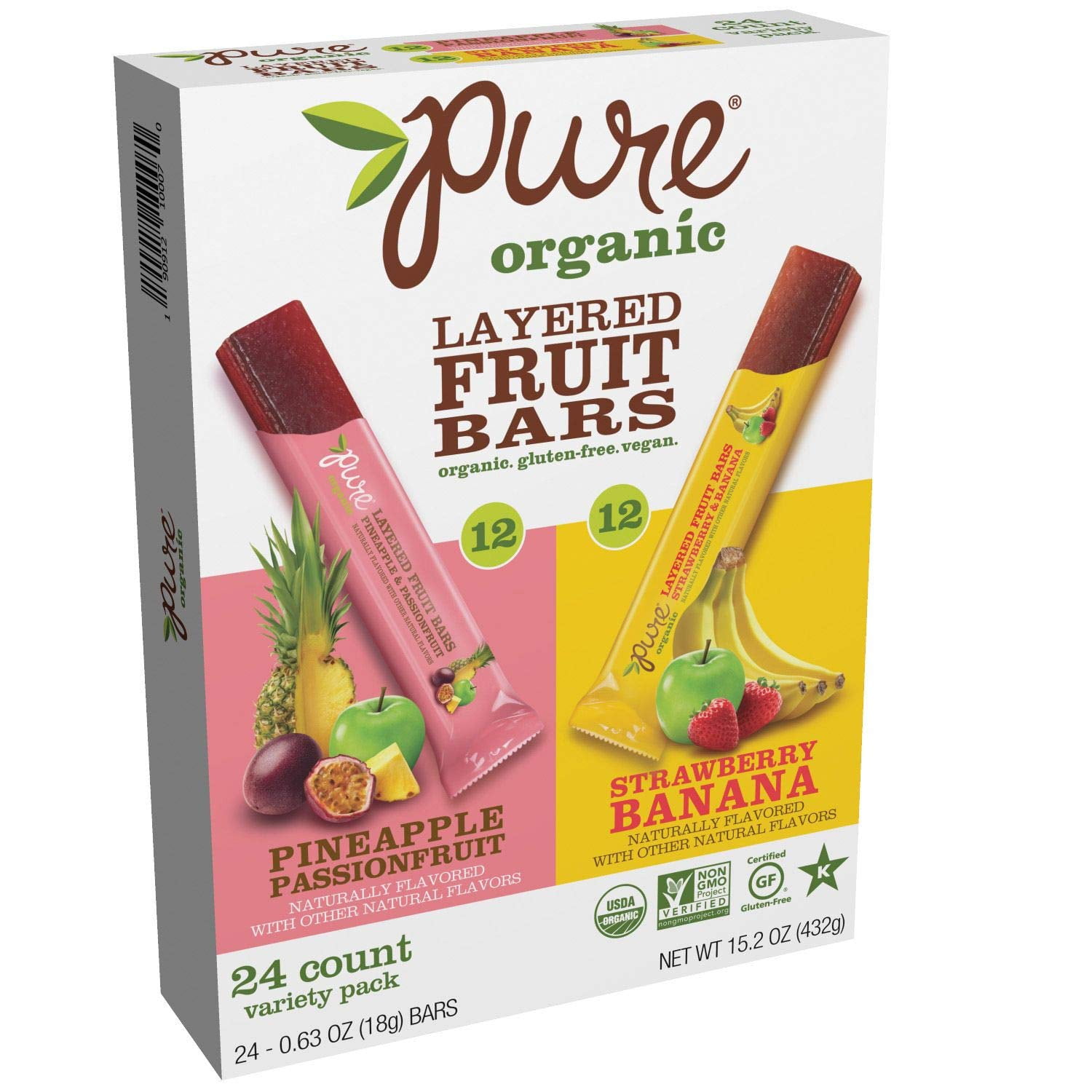 Pure Organic Layered Fruit Bars (Pineapple Passionfruit; Strawberry