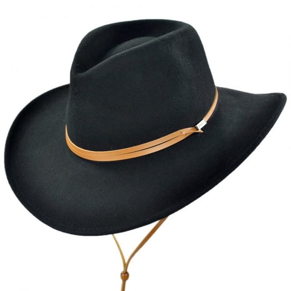 Crushable Wool Felt Chincord Outback Hat - XXL - Black