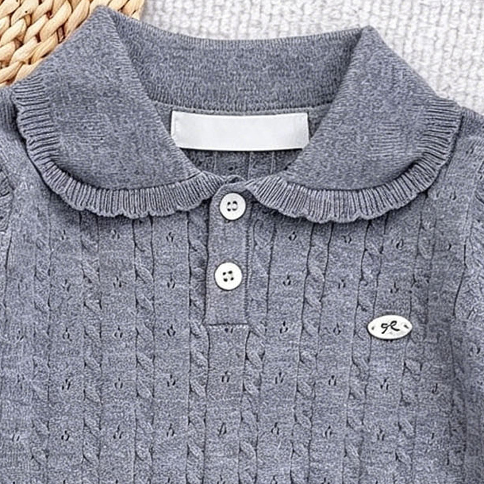 akafmk Girls Cable Knit Sweater Long Sleeve School Uniform Shirts Collared Button Front Soft Versatile Fall Winter Clothes, 1-15Y