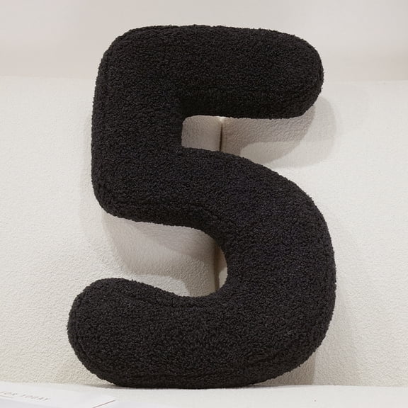 15.7" Soft Velvet Black Digital Pillow Digital 0 to 9 Decorative Throw Pillow for Bedroom Living Room Decor,Digital 5